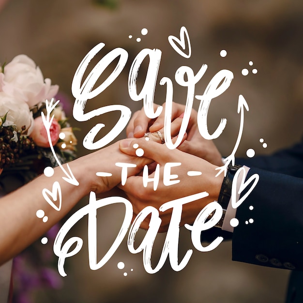 Free vector beautiful wedding save the date with photo