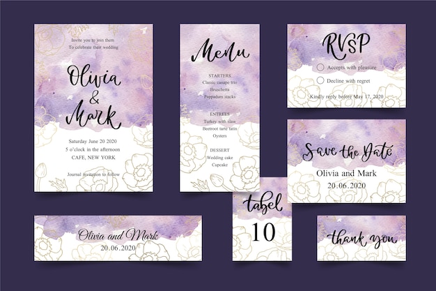 Free vector beautiful wedding stationary