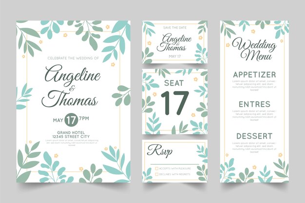 Beautiful wedding stationery template