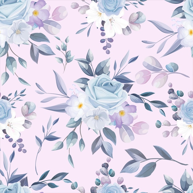 Free vector beautiful white floral seamless pattern design