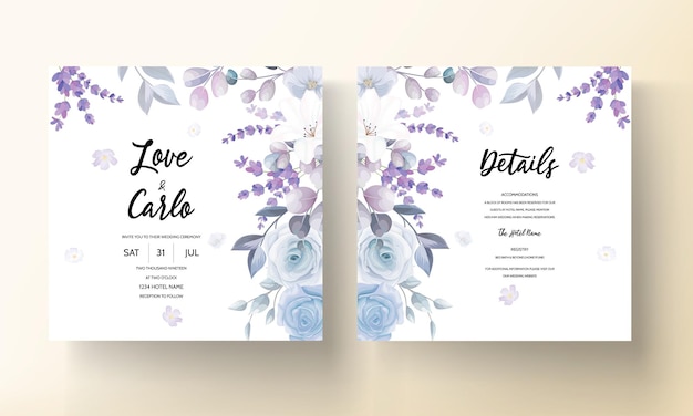 Free vector beautiful white floral wedding card template