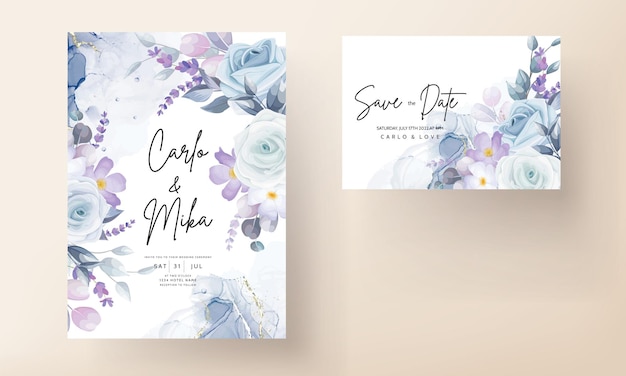 beautiful white floral wedding card template