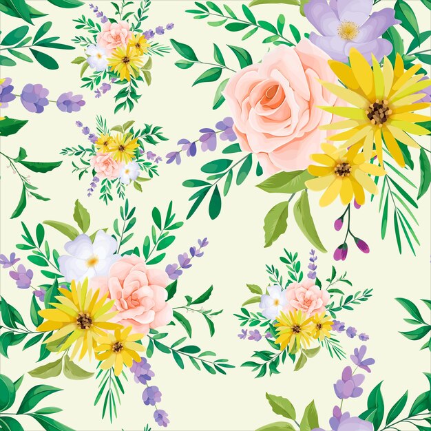 beautiful wild flower seamless pattern design