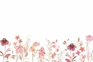 Free vector beautiful wildflower garden with watercolor