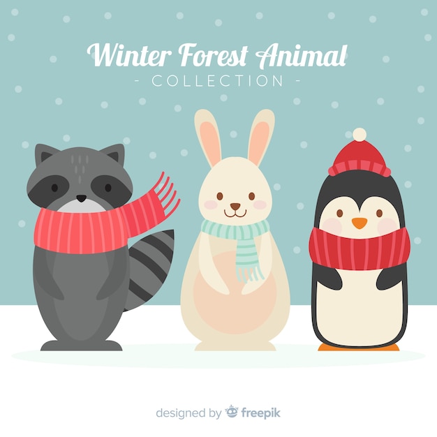 Free vector beautiful winter animals background