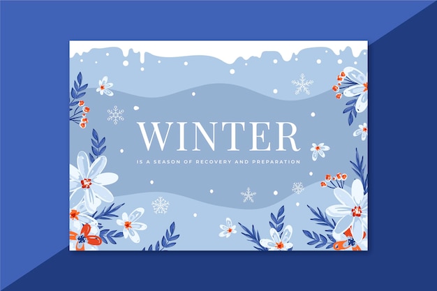 Free vector beautiful winter card with flowers