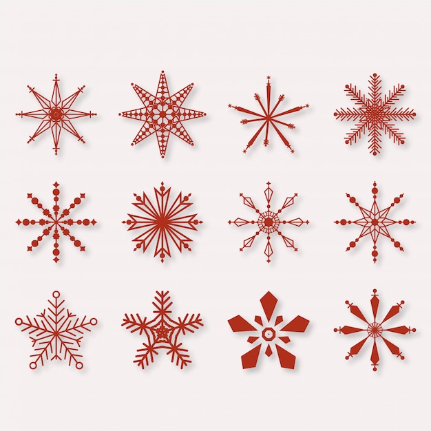 Бесплатное векторное изображение Красивые зимние снежинки набор элементов