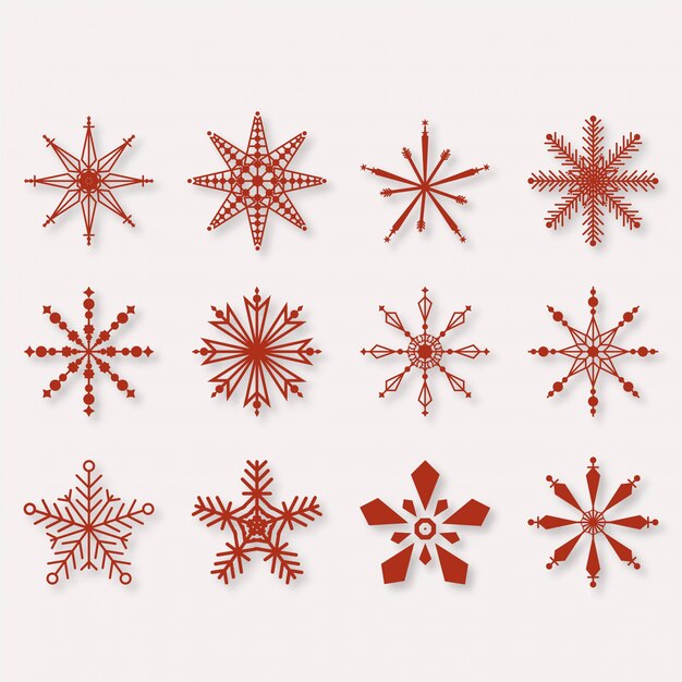 Beautiful Winter Snowflakes set elements 