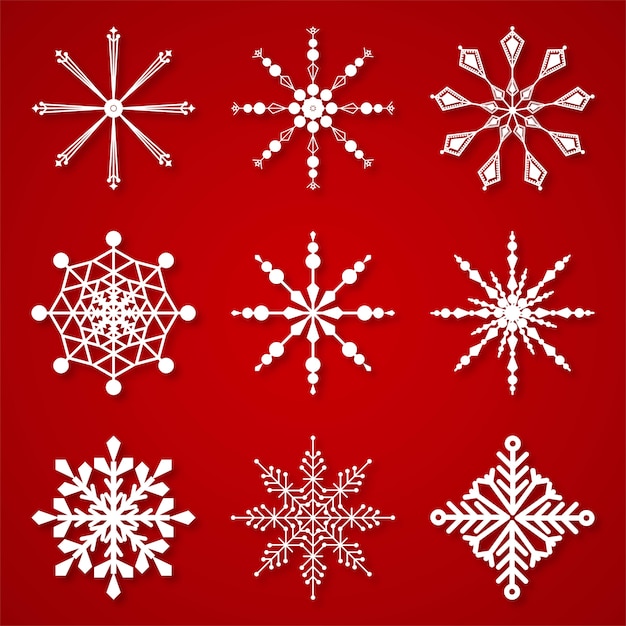 Beautiful Winter Snowflakes set elements 