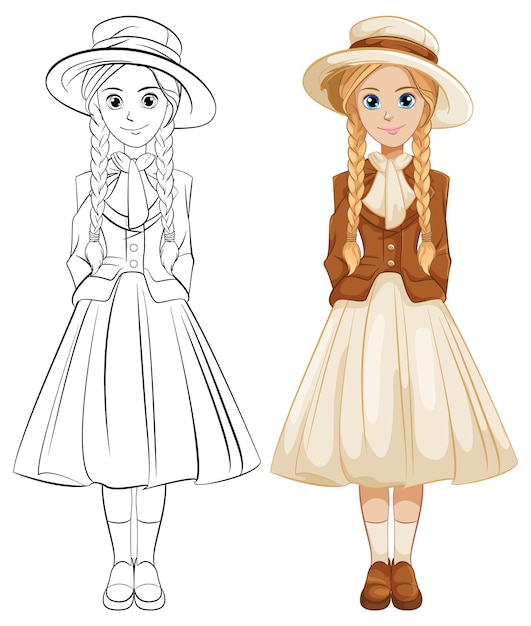 Free vector beautiful woman in classic vintage outfit