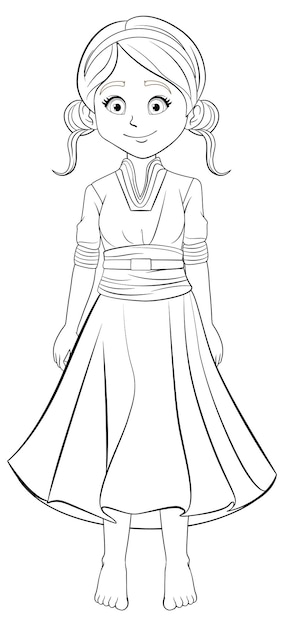 Free vector beautiful woman outline for coloring pages