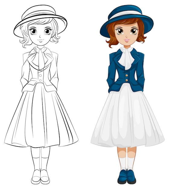 Free vector beautiful woman in vintage outfit