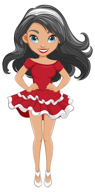 Free vector beautiful woman with long hair in mini dress