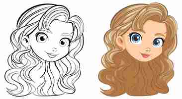 Free vector beautiful woman with long hair vector cartoon illustration