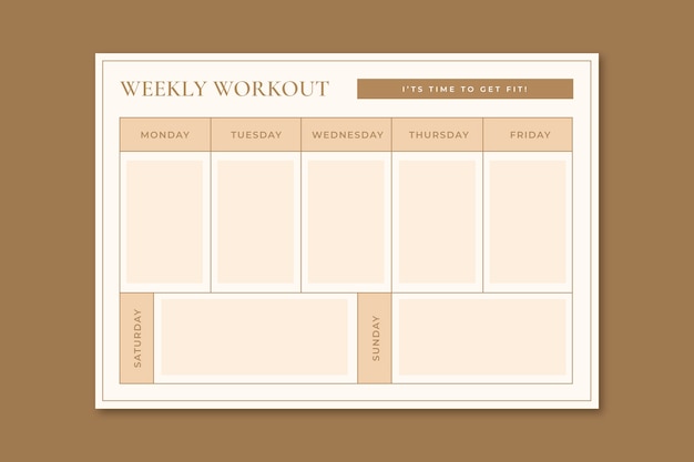 Free vector beautiful workout plan calendar