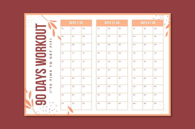 Beautiful workout plan calendar