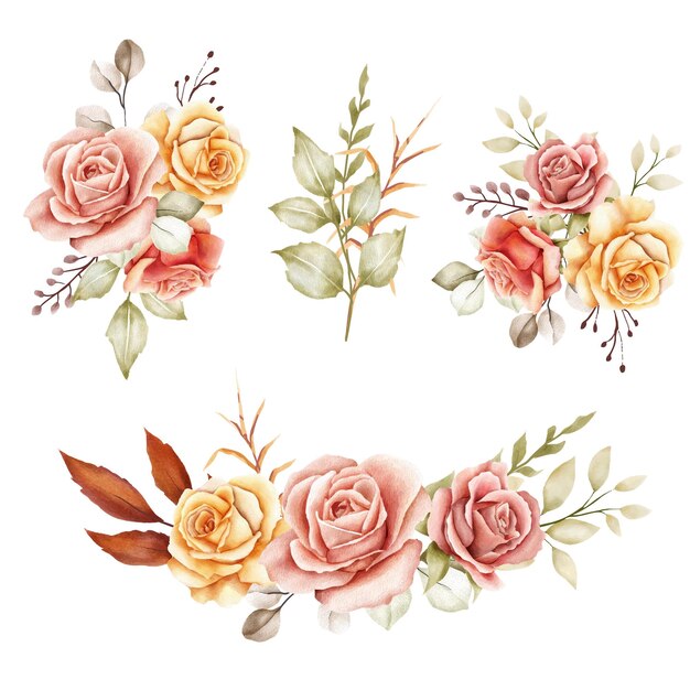 아름다운 화환 테두리와 프레임 꽃무늬 디자인