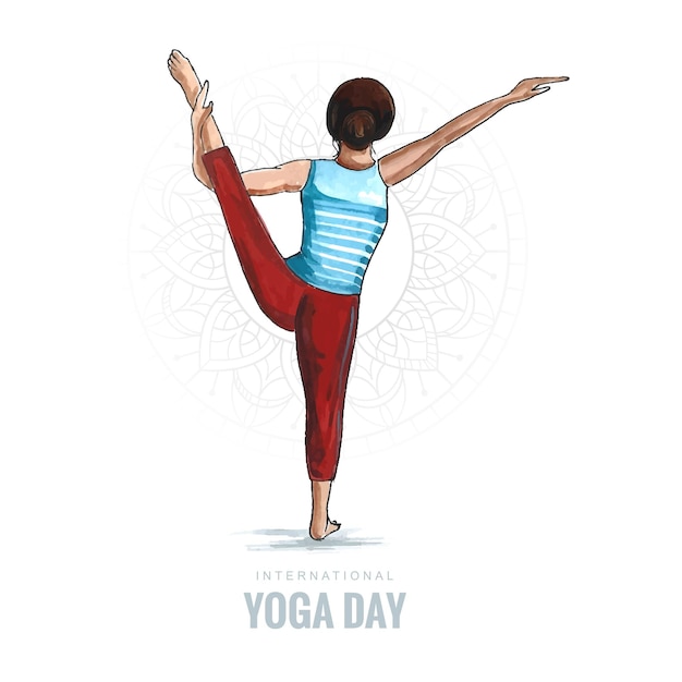 Free vector beautiful young woman postures and poses international yoga day design