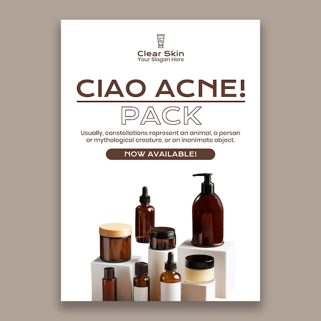 Vettore gratuito modello di poster di prodotti per l'acne di bellezza