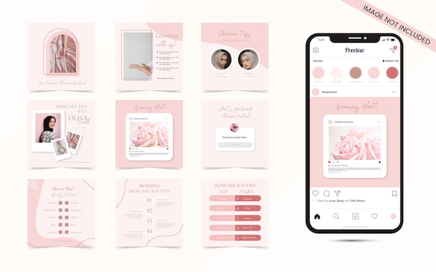 Beauty blogger and cosmetics care concept for social media post stories banner template