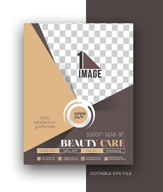 Beauty care a4 brochure flyer poster design template.