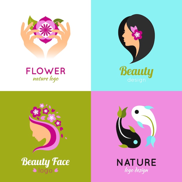 Vettore gratuito beauty concept 4 flat square