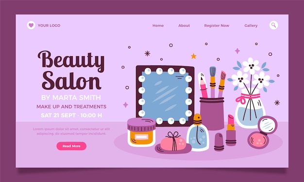 Free vector beauty concept landing page template