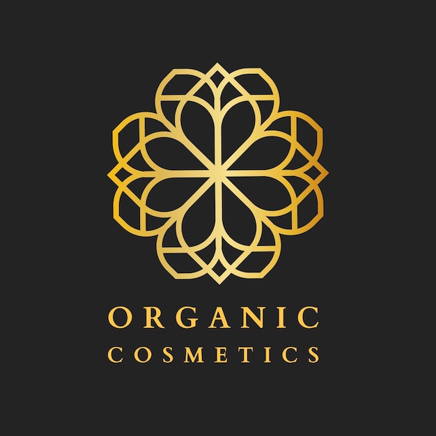 Салон красоты косметический спа логотип, золотой роскошный дизайн для здоровья и хорошего самочувствия бизнес вектор