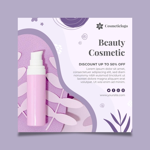 Free vector beauty cosmetic squared flyer