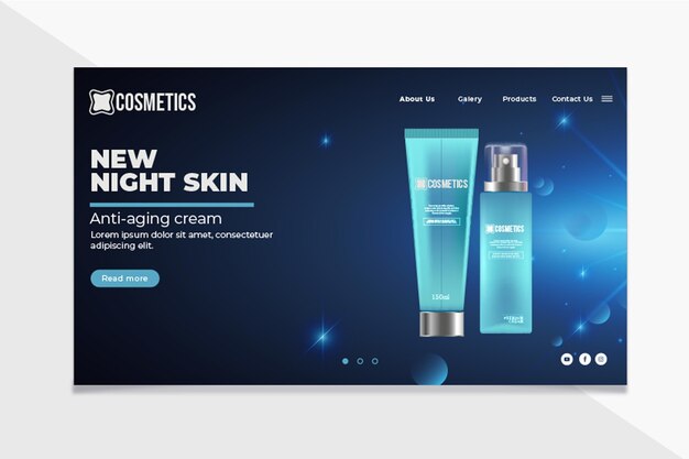 Beauty facial cosmetics landing page template