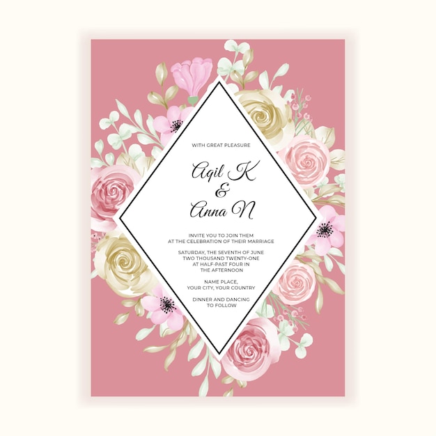 Beauty flower frame for wedding invitation