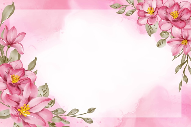 Vettore gratuito fondo rosa del telaio dell'acquerello del fiore di bellezza