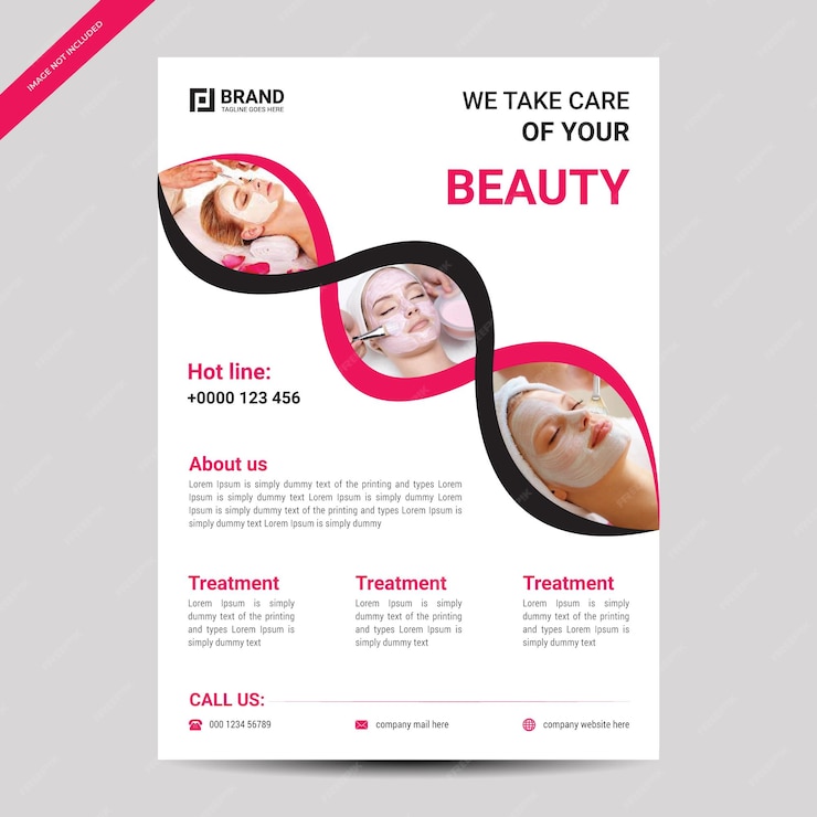  Beauty flyer template design with modern Premium Vector