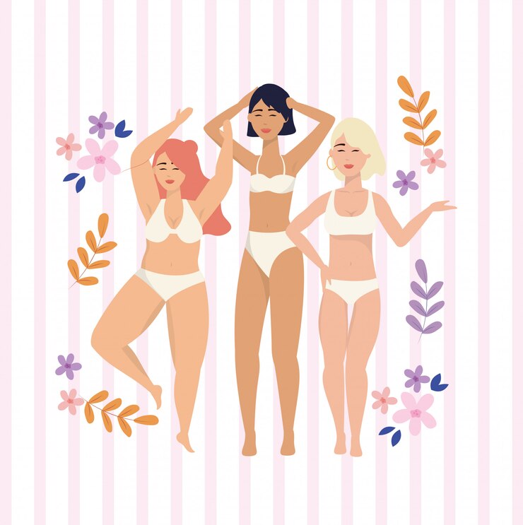 Free Vector beauty girls with underclothes and branches plants