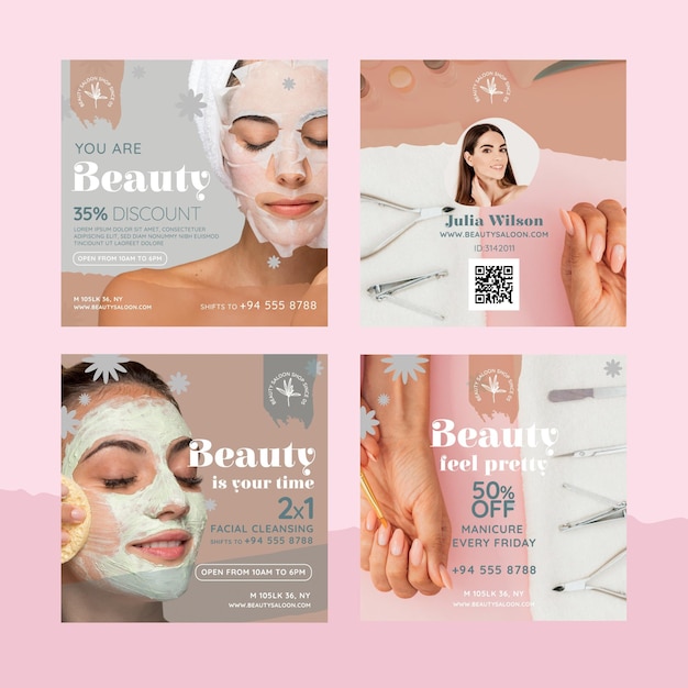 Free vector beauty and healthy salon instagram post