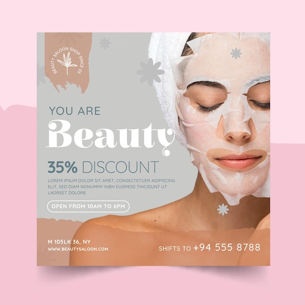 Beauty and healthy salon square flyer