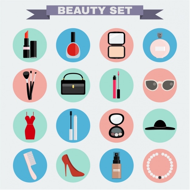 Free vector beauty icons set