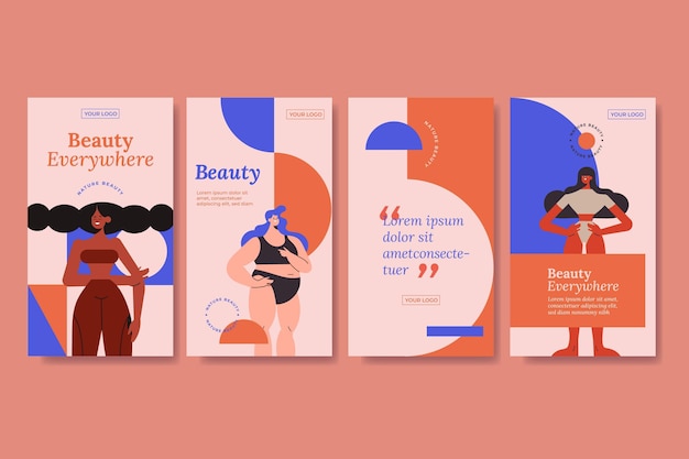 Free vector beauty instagram stories collection