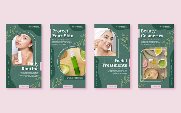 Beauty instagram story collection flat design