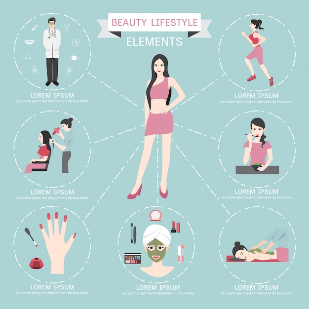 Beauty Lifestyle Elements: Free Vector Templates for Download