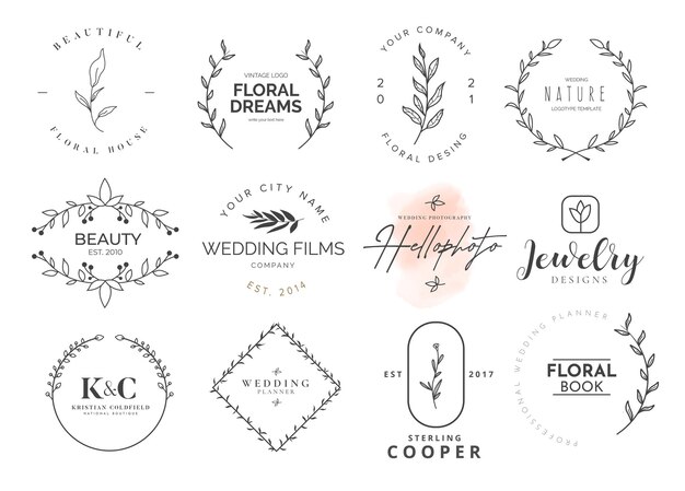 Beauty Logotype Collection with Floral Ornaments