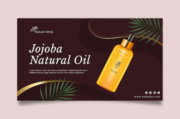 Beauty oil cosmetic horizontal banner template