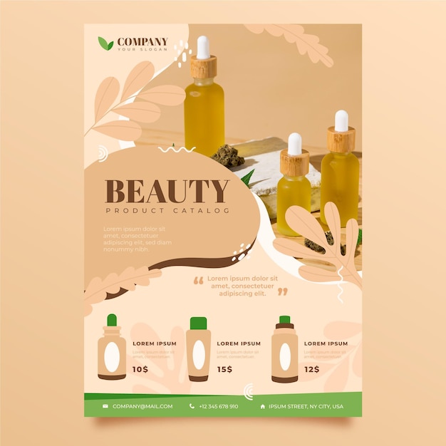 Beauty product catalog for different cosmetics