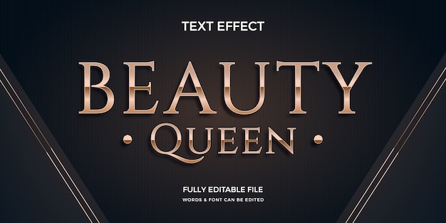 Бесплатное векторное изображение Текстовый эффект королевы красоты