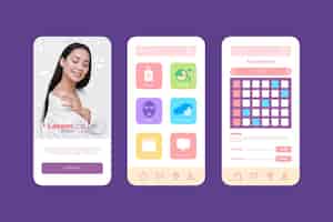 Free vector beauty salon booking app with photo