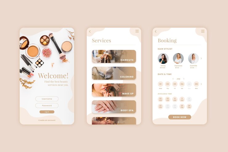 Free Vector beauty salon booking app