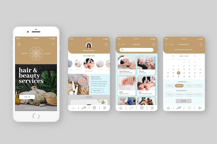 Free Vector beauty salon booking app