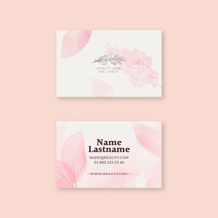  Beauty salon double-sided business card Premium Vector