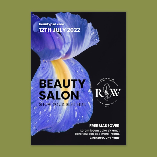 Beauty salon floral poster template