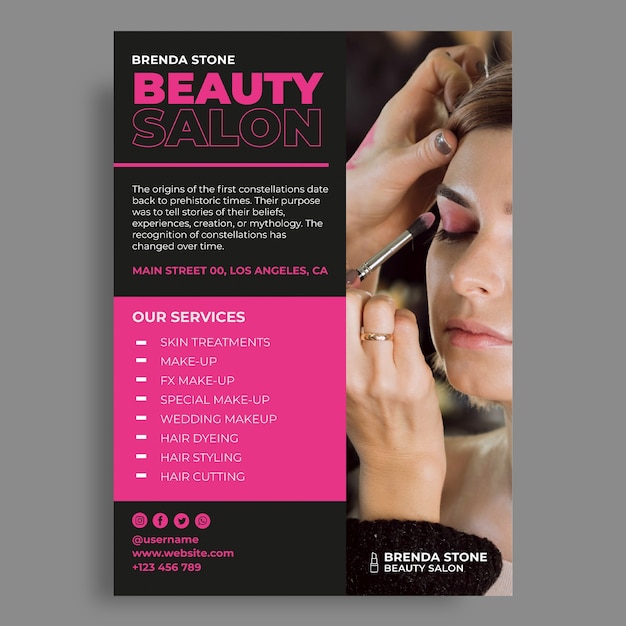 Free vector beauty salon flyer template design